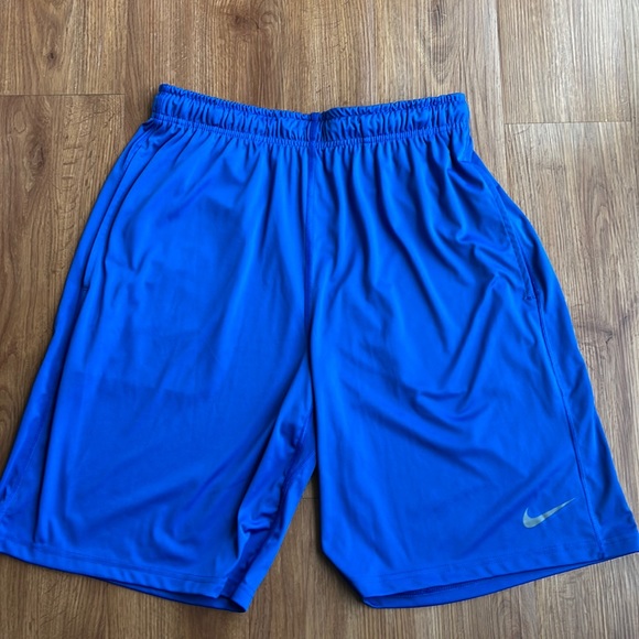 Nike Shorts Nike Mens Large Basketball Shorts Blue W Gray Swoosh Poshmark